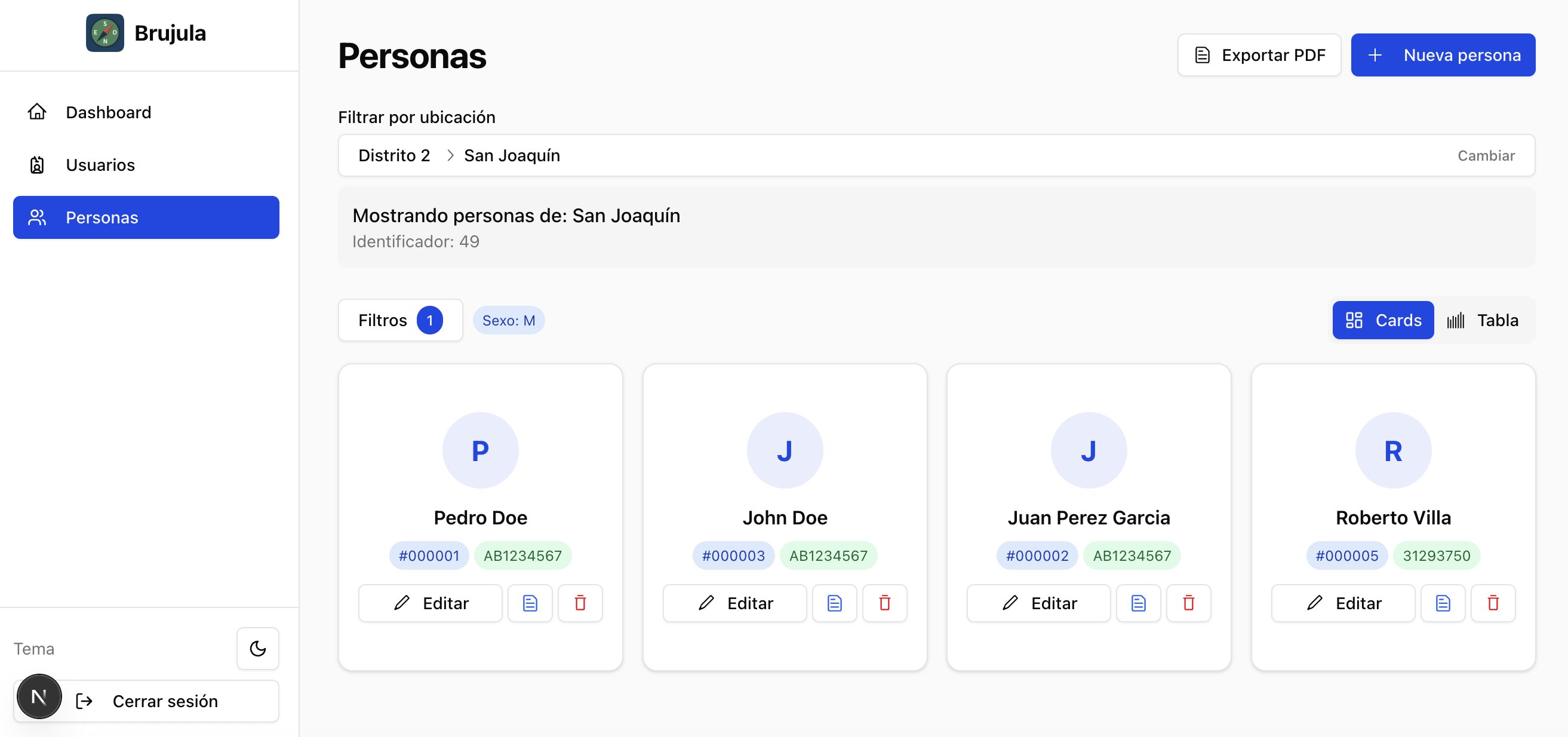 Vista previa de Brújula